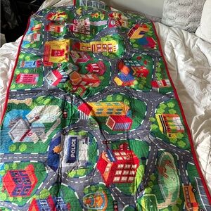 BeeToy Foldable Kids Road Map Play Mat –Portable Travel Activity Mat